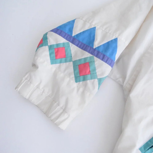 Vintage 90's London Fog White &  Blue Zip Up Light Jacket Size Medium - Picture 9 of 15